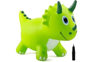 EVERICH TOY Kids Dinosaur Bouncy Animal Toys, Inflatable Triceratops Bouncer, Ride on Bounce Hopper, Indoor Outdoor Activity Birthday Gift for 18 Months 2 3 4 Years Old Boys
