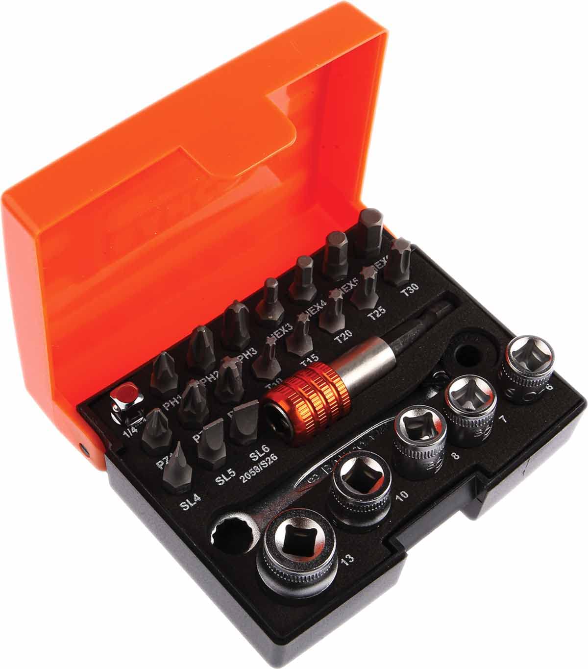 Bahco 2058/S26 Ratchet Socket Bit Set, 26 Pieces