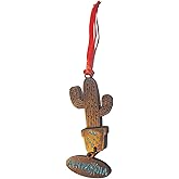 Cactus Miniature Ornament with Arizona Tag Bronze Charm Arizona Souvenir Southwest Mini Holiday Decorations