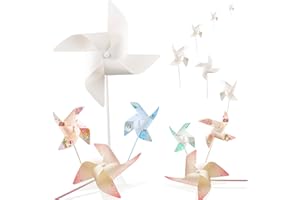 Sepco 50PCS DIY Graffiti Pinwheels Craft for Kids Drawing White Blank Paper Pin-Wheels Summer Outdoor Camping Color Your Own Windmill Spinner Garden-Themed Party Favors Carnival Prizes