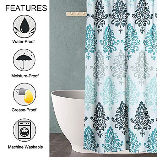 Yougai Shower Curtain for Bathroom with 12 Hooks, Polyester Fabric