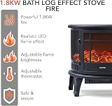 Warmlite WL46017 Bath Log Effect Fire 1800W Adjustable Thermostat Black view 2