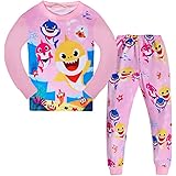 AOVCLKID Toddler Girls Baby 2 Pcs Pajamas Shark Cartoon Print Nightgown