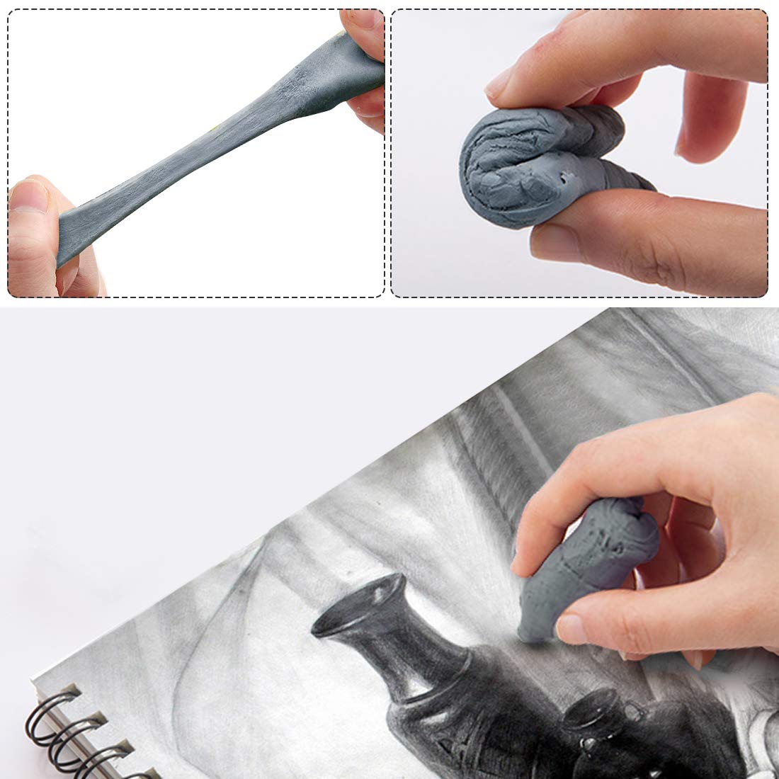 Yolyoo 20 Pcs Blending Stumps and Tortillions Set with 2 Sandpaper Pencil Sharpener, 1 Pencil Extension Tool and 1 Eraser for Student Sketch Drawing Accessories