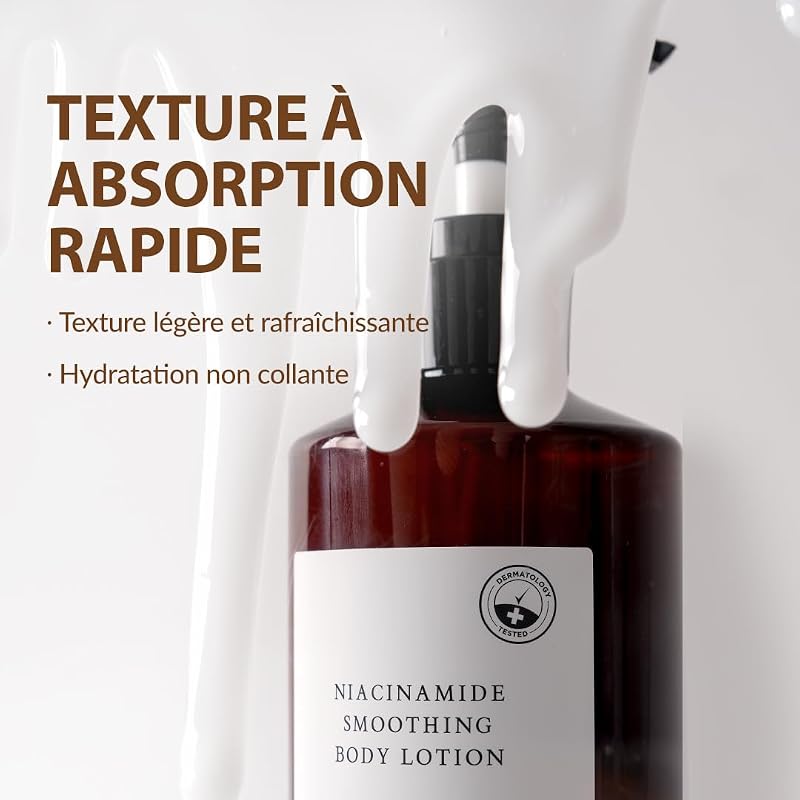 [MIZON] NIACINAMIDE SMOOTHING BODY LOTION (300ml) Soin coréen - Lotion corporelle avec 10% de Niacinamide - AHA + Vitamine C + Acide Hyaluronique - Hydratation & Exfoliation douce - Sans parfum