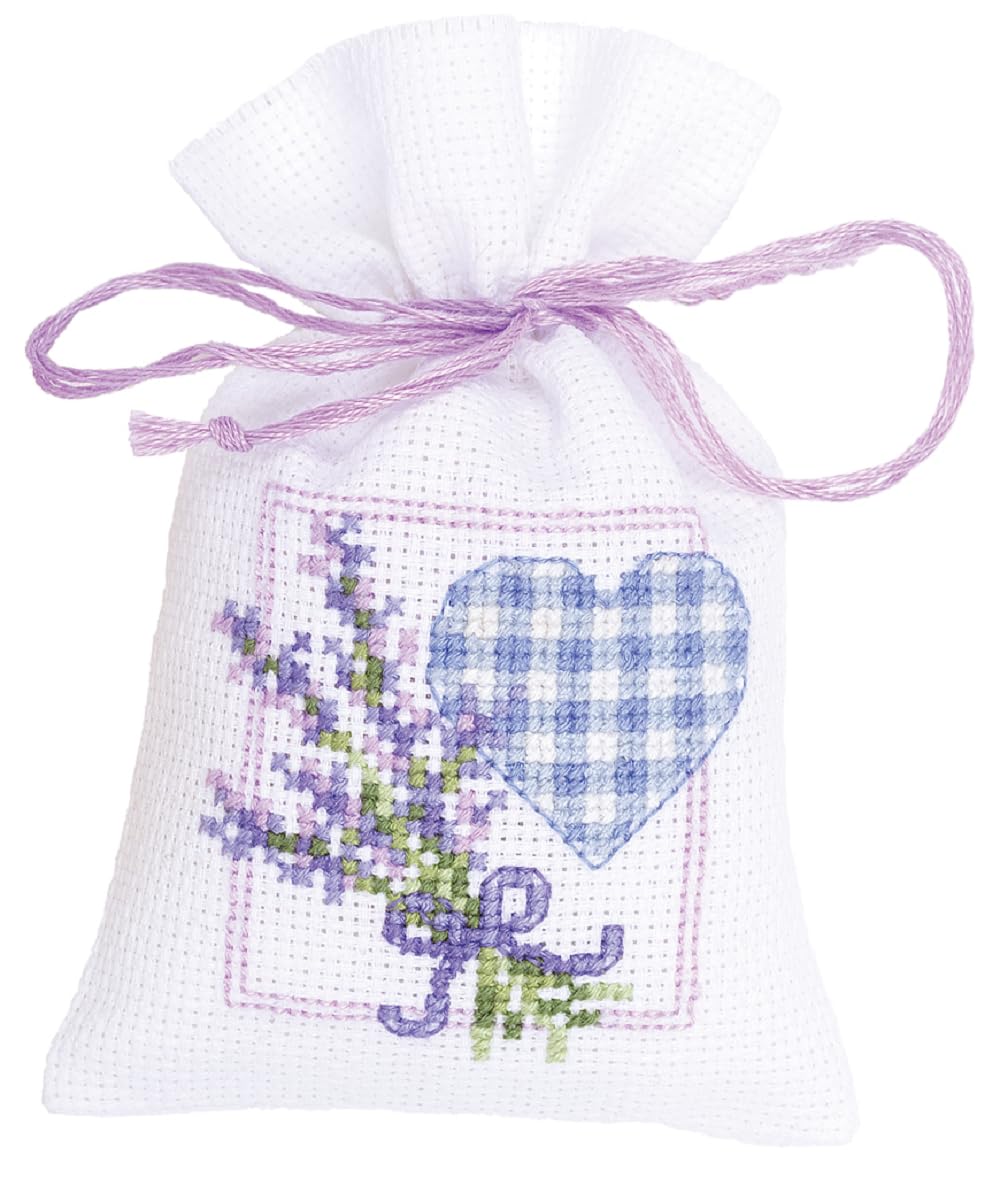 Vervaco PP Bag Lavender Heart Counted Cross Stitch Kit, Multi-Colour