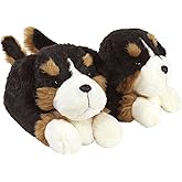 Everberry Bernese Mountain Dog Slippers for Women and Men - Fuzzy Plush Animal Slippers for Adults