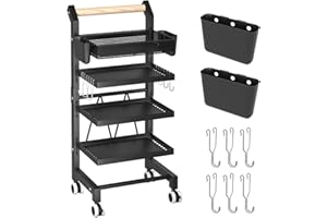 ZHOOGE Esthetician Cart with Wheels Salon Tray Cart Salon Rolling Trolley, Hair Styling Salon Trolley Cart, Rolling Storage Cart Utility Cart with Extra Hanging Cups and Hook Handles Lockable Wheels