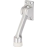 BRINKS Commercial 4" Kick-Down Door Stop, Satin Chrome, 1 Pack | Industrial Duty, Protects Doors and Walls, 4" High, 1" Diameter, Rubber Bumper, Right or Left Handed, Anchor Included