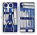 18PCS Manicure Set Professional Stainless Steel Pedicure Kit Nail Clipper Travel Scissors Grooming Kit with Leather Travel Case 18 in 1 by iWingate (Blue) (Blue)