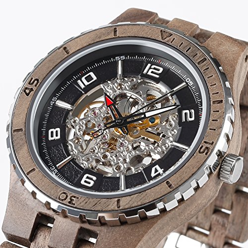 Wilds Wood Watches Premium Eco SelfWinding Wooden Wrist Watch for Men, Natural Durable