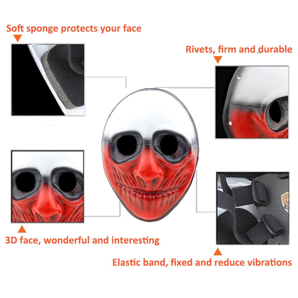 CCOWAY Halloween Máscara, Payday 2 Tema Terror Cosplay Party Máscara (Wolf)