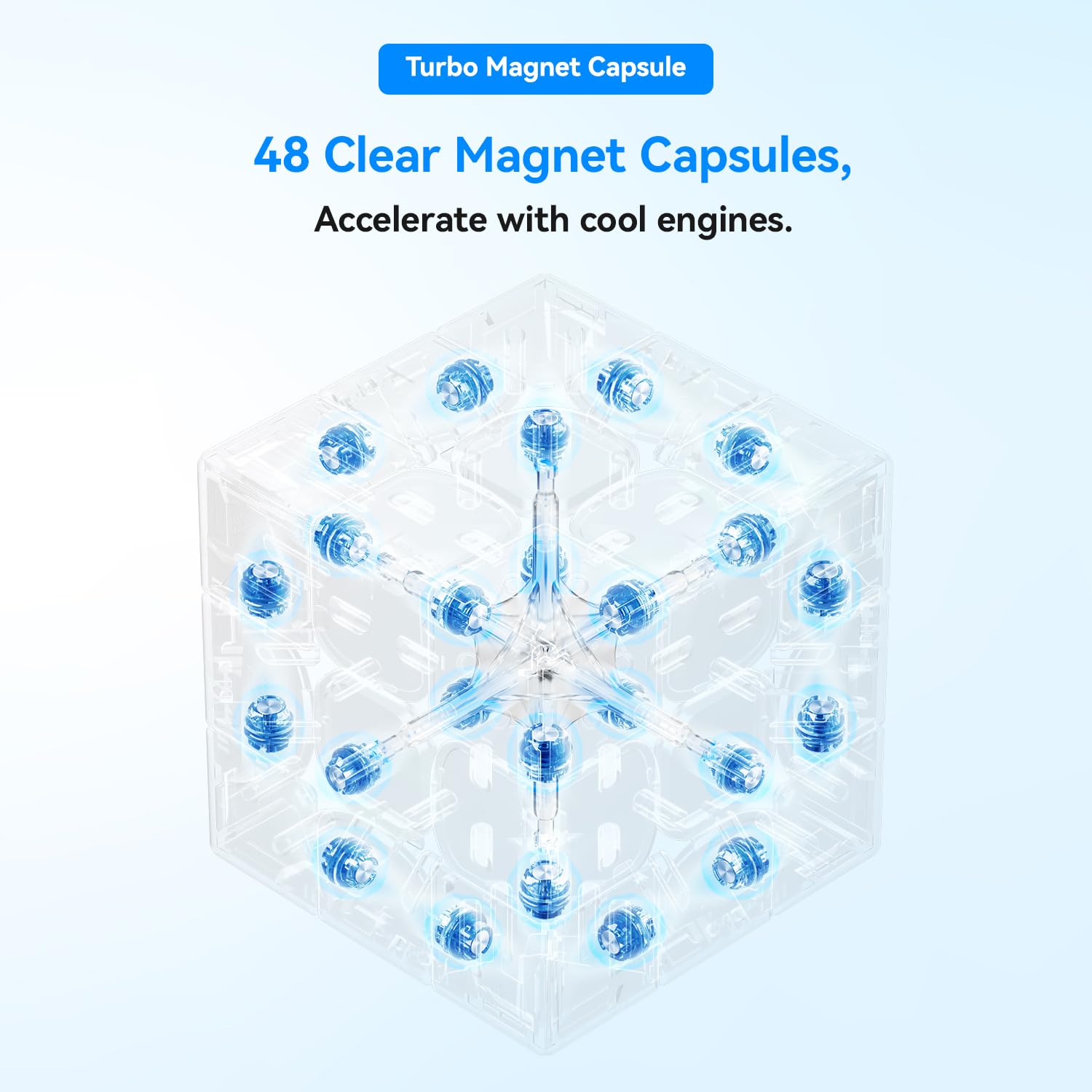 GAN 356 ME, Speed Cube 3x3 Magnetic Puzzle Toy with 48 Magnets GES Pro+ Customized 12 Tension Settings, Ideal for Children Kids Adults, GAN 356 M Upgraded Version, Frosted Version