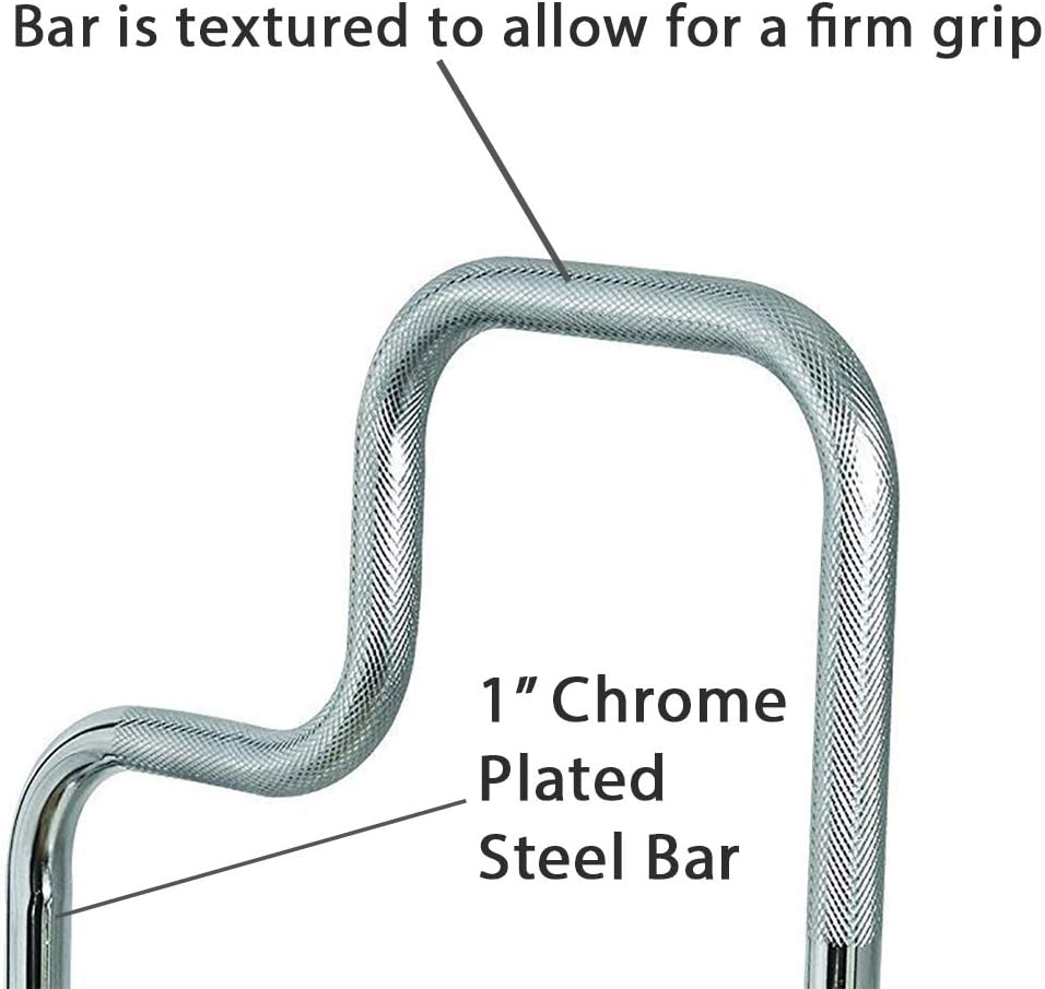 Carex Tri-Grip Bathtub Rail with Chrome Finish - Bathtub Grab Bar Safety Bar For Seniors and Handicap - For Assistance Getting In and Out of Tub, Easy to Install on Most Tubs: Health & Personal Care