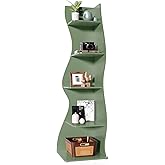 LITTLE TREE Small Corner Shelf, Modern 5-Tier Wall Corner Bookshelf, Stylish Bookcase Storage Rack for Small Space, Living Ro