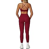 QBGJTD Two Piece Workout Sets For Women Sport Bra Matching High Waist Scrunch Butt Leggings Gym Yoga Active Wear Outfits