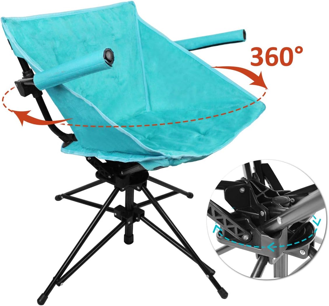 Zenree Outdoor Folding Swivel Hunting Chairs Portable Camping Chair