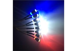 Treehobby Universal 8Leds LED Light Headlights Taillight Kit Accessories Lights Compatible with traxxas Slash HSP RC4WD Tamiya Redcat Axial SCX10 Kyosho RC Car Truck Crawler (White,Red,Blue LEDs)