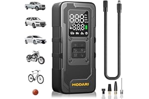 MODARI Tire Inflator Portable Air Compressor, Up to 160 PSI Car Tire Inflator, Cordless Air Pump, Portable Tire Pump with Gauge - Portable Tire Inflators for Car, Light Pickup, Bike and More