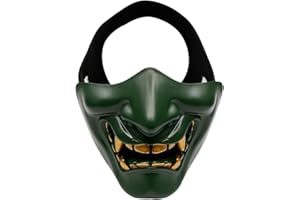 AOUTACC Airsoft Half Face Masks, Evil Demon Monster Kabuki Samurai Hannya Oni Half Face Protective Masks Masquerade Ball, Party, Halloween, Cs War Game