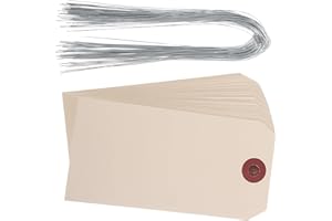 Ipetboom 100Pcs Manila Shipping Tags with Wire, 6X12Cm Blank Packaging Labels for Industrial Use, Sturdy Hang