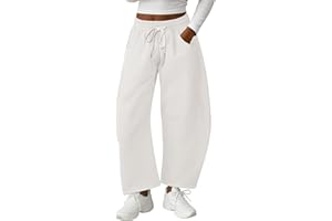 Lepunuo Barrel Sweatpants Women Casual Baggy Elastic Waisted Pants Wide Leg Gym Trousers with Pockets