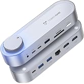 TobenONE USB C Laptop Docking Station Dual Monitor, 100W PD, 5×USB 10Gbps | 15-in-1 Dual HDMI 4K@60Hz, Volume Knob, 100W Char
