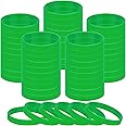 MATEPLUS 50pcs Rubber Wristbands, Green Plain Silicone Bracelets, Stretch Unisex Bracelet Kit For Men Women Teens-Green