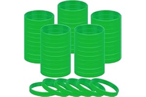 MATEPLUS 50Pcs Solid Color Rubber Bracelets Silicone Wristbands 10 Colors/Black/Green/Yellow/Orange/Blue/Purple, Rubber Wrist
