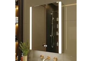 KWW LED Lighted Bathroom Medicine Cabinet with Sockets & USBs, Defogger, Dimmable, 3 Color Light Makeup Mirror, Easy to Install, Wall Mounted Cabinet (21.5 * 28)