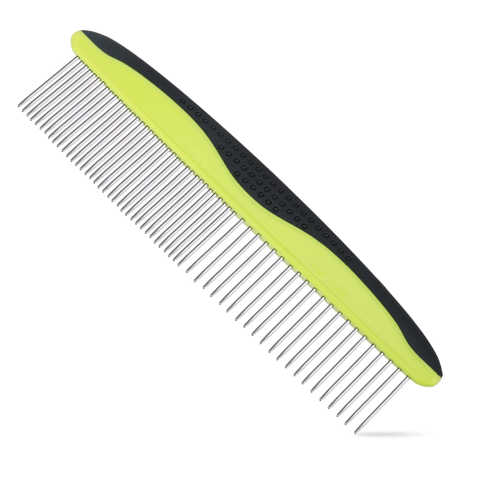 Alinana Grooming Comb for Dogs and Cats - Stainless Steel Rounded Teeth and Rubber Handle Make it Easy to use on Long-Haired Dogs - Removes Loose Undercoat, Knots, Mats, and Tangled Hair