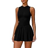 QBGJTD Womens Tennis Golf Dress with Built-in Bra Shorts Zipper Slim Fit A-line Hem Skirt Athletic Dresses with Pockets