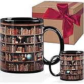Library Bookshelf Mug - Gifts for Book Lovers - Black 11Oz
