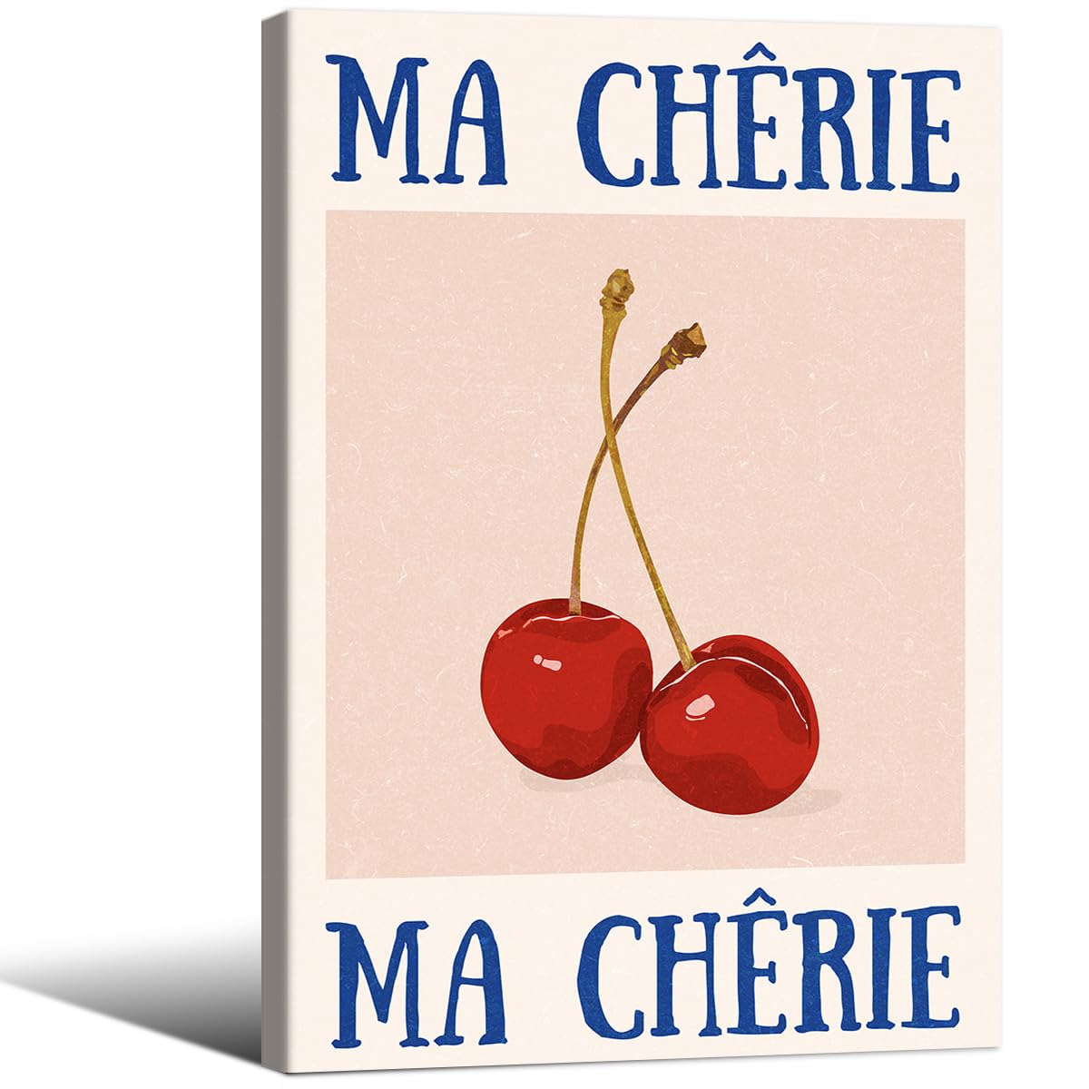 Funky Cherry Wall Art Vintage Red Blue Aesthetic