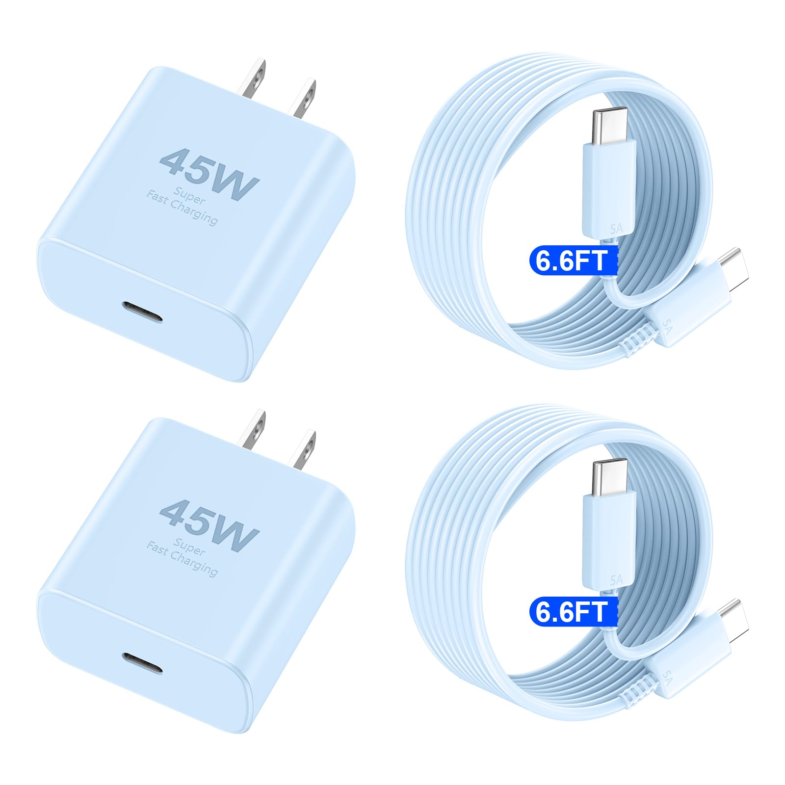 Phone 17 16 Pro Max Charger Fast Charging, 45W USB C Phone 17 16 Super Fast Charger Block with 6.6ft Long Type C Charging Cable Cord for i.Phone 17 Pro Max/17 Pro/17 Air/17/16/16Pro/16 ProMax-Blue