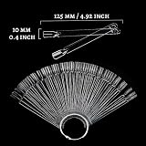 Shakeel Clear Nail Swatch Sticks Fan Shape 50pk Practice Display Tips Metal Ring view 3