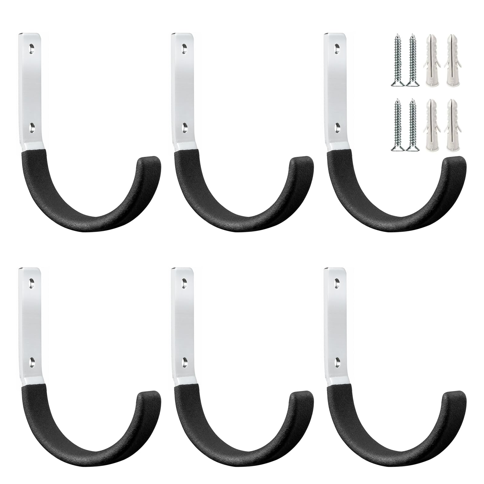 PYBTOOL Heavy Duty Steel Wall Mount Hooks - Garage & Garden Tool Organizer, Hose Hanger, Small J Hooks
