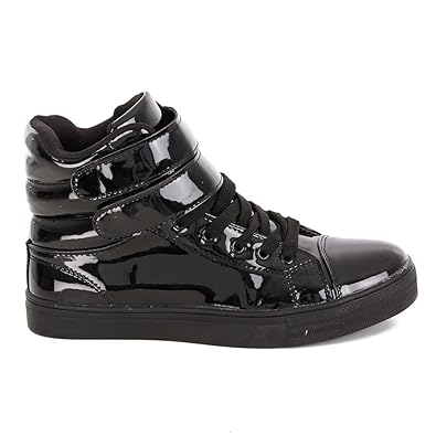 black shiny high top sneakers