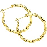 ToHeart 14k Gold Hoop Earrings for Womens Hoop Earrings Gold Plated