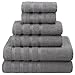 Premium, Luxury Hotel & Spa Quality, 6 Piece Kitchen and Bathroom Turkish Towel Set, Cotton for Maximum Softness and Absorbency by American Soft Linen, [Worth $78.95] (RockRidge Grey)