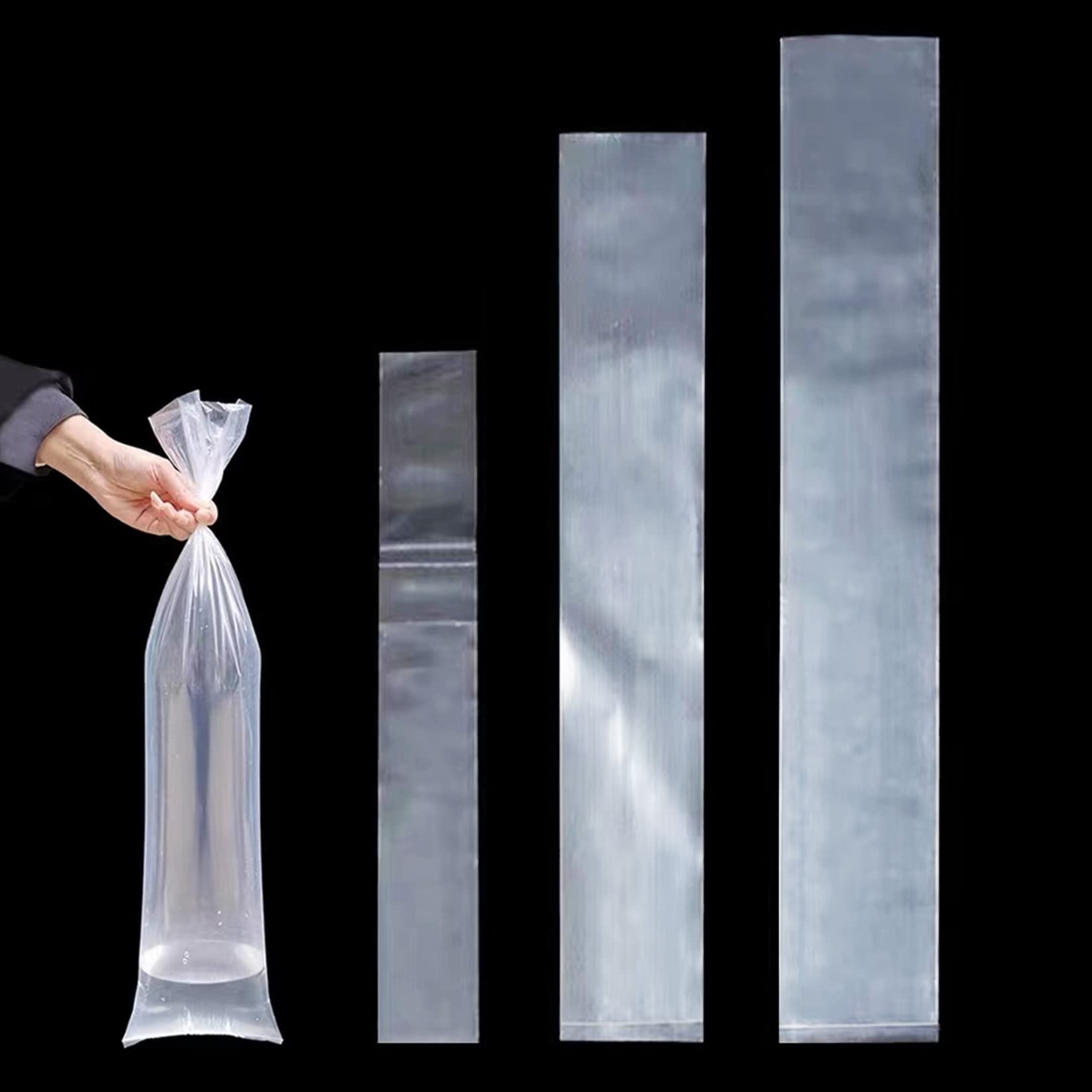 Photo 1 of 100 Pack 40 Inch Long Narrow Flat Open Poster Bags, Clear Blueprint Waterproof Tube Storage Sleeves
