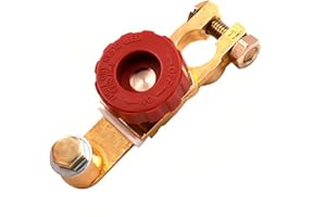 FANBODTA Top Post Battery Disconnect Switch 12V 125A Heavy Duty Brass Marine Car Truck RV Boat Anti-Corrosion Quick Release Knob for Battery Saver 0.59-0.67" Universal Fit Prevents Battery Drain (Red)