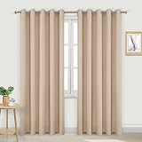 DWCN Blackout Curtains 66x90 Beige Thermal Insulated 2 Panels Eyelet