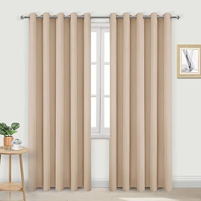 DWCN Blackout Curtains 66x90 Beige Thermal Insulated 2 Panels Eyelet