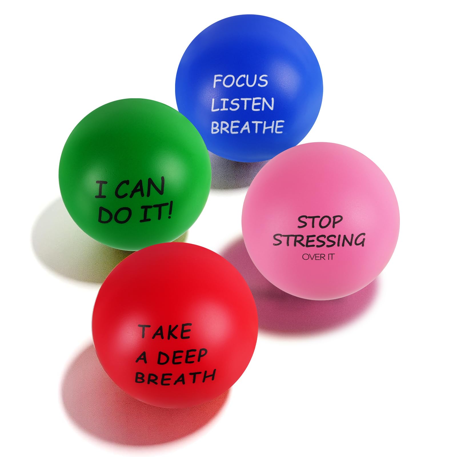 Ainiv Motivational Squeeze Stress Balls, 4pcs Stress Relief Ball, Sensory Stress Ball for Adults, Hand Exercise Stress Relief Balls, Squeeze Toys for Anxiety, Fidget, Tension, Manage Anger