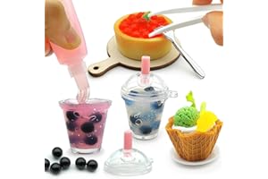 DSHMIXIA DIY Mini Cream Foods Toy Making Material Kit Kitchen Pretend Play Food Set for Kids Age 8+ Make Your Food (Dessert Bubble Tea Set)