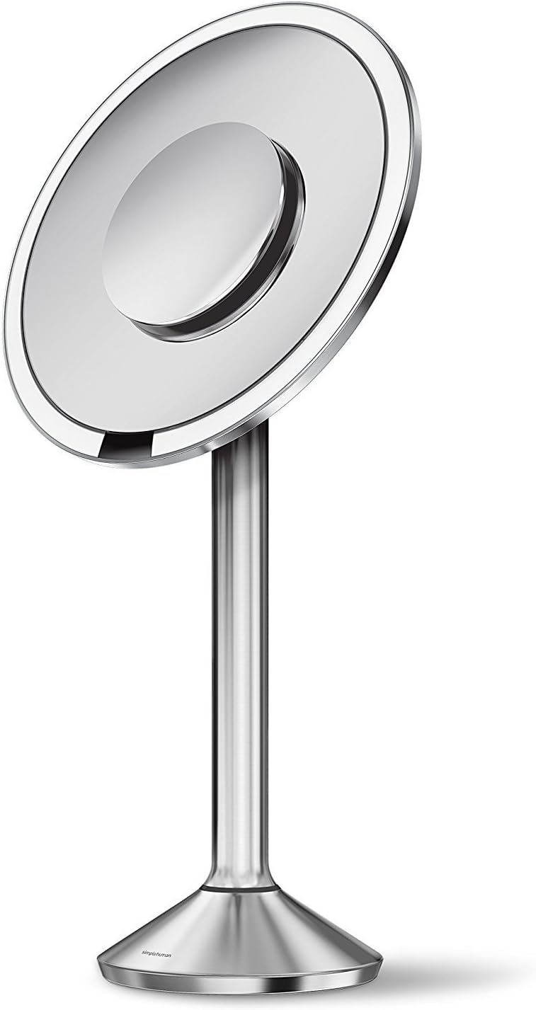 simplehuman Sensor Lighted Makeup Vanity Mirror Pro 8" Round, 5X + 10x Dual Magnification