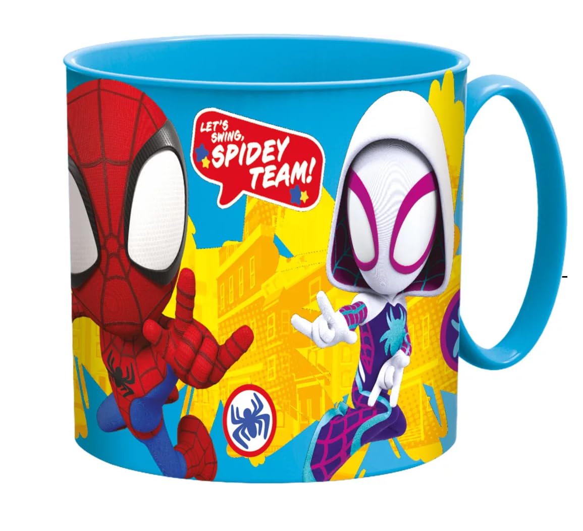 Golddunes Cartoon Kids Character Cute Mini Tiny Mug 265ML Drinking Re-Usable Plastic Cup Microwave Safe 7.5cm x 7.5cm (Spidey)