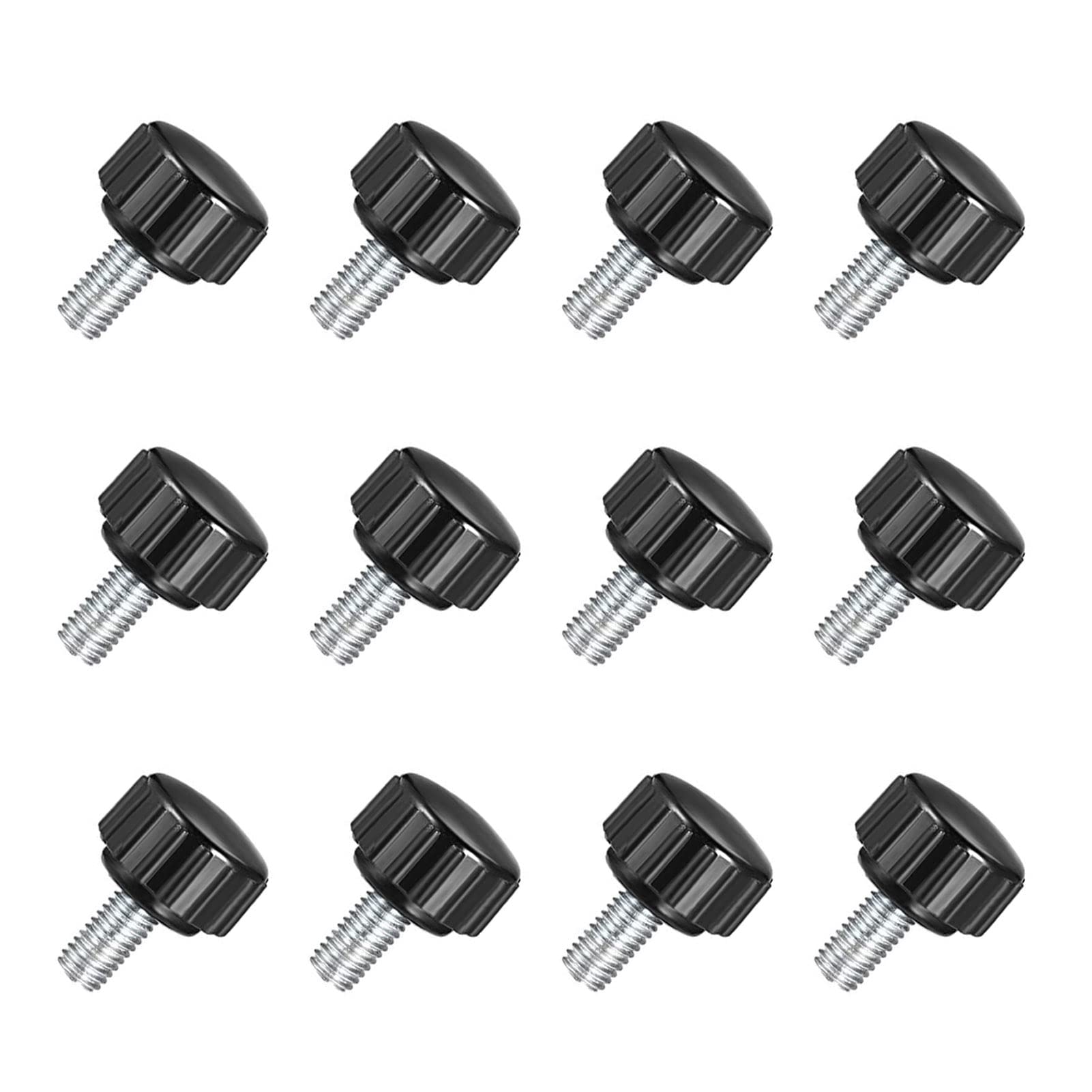 TA-VIGOR 12Pcs M5 x 10mm Male Thread Knurled Clamping Knobs Grip, 16mm Dia Carbon Steel Thumb Screw Clamping Handle Bolt with Thermoset Plastic Knobs