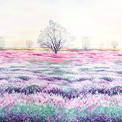 LOVO Fragrance of Provence 100% Cotton 3-Piece Bedding Set 1x Duvet Cover and 2X Pillowcases Purple King